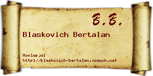 Blaskovich Bertalan névjegykártya